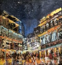 Farheen Kanwal, Through the Haze of Night, 20 x 24 Inches, Oil on Canvas, Cityscape Painting, AC-FRKW-003